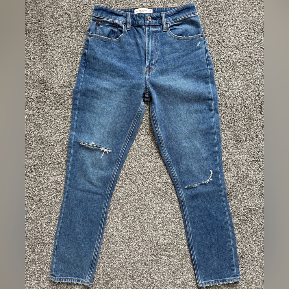 Abercrombie & Fitch Blue Distressed Skinny Jeans - Curve Love